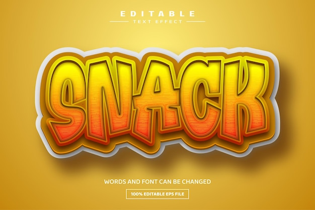 Snack 3d шаблон редактируемого текстового эффекта