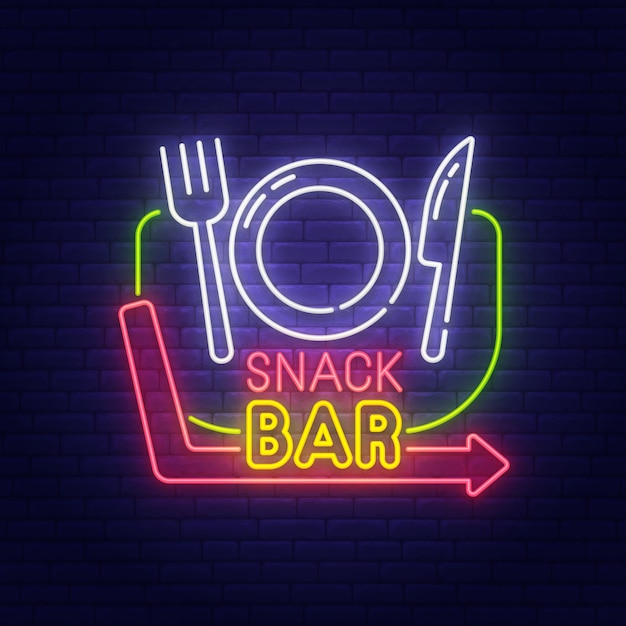 Vector snack bar neon sign