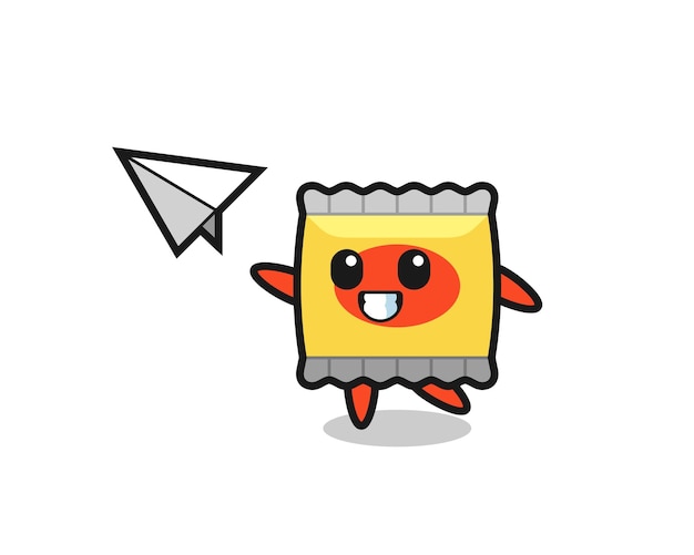 Snack cartoon character throwing paper airplane , cute style design for t shirt, sticker, logo element