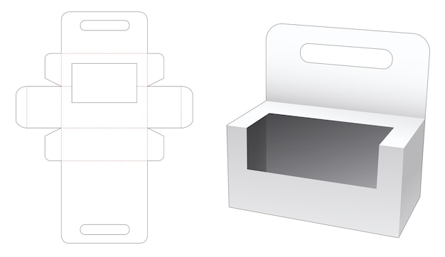 Snack container box with holder die cut template