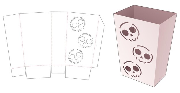 Snack container with stenciled halloween pattern die cut template