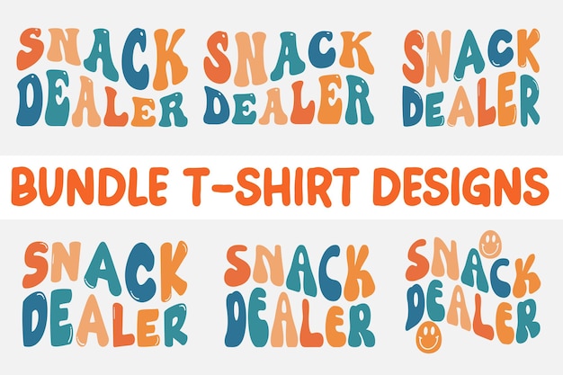 Snack dealer bundle retro wavy tshirt designs