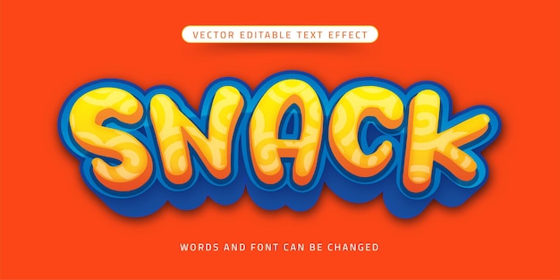 Snack text 3d comic and cartoon style editable text effect