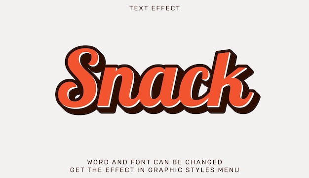 Snack text effect template in 3d style