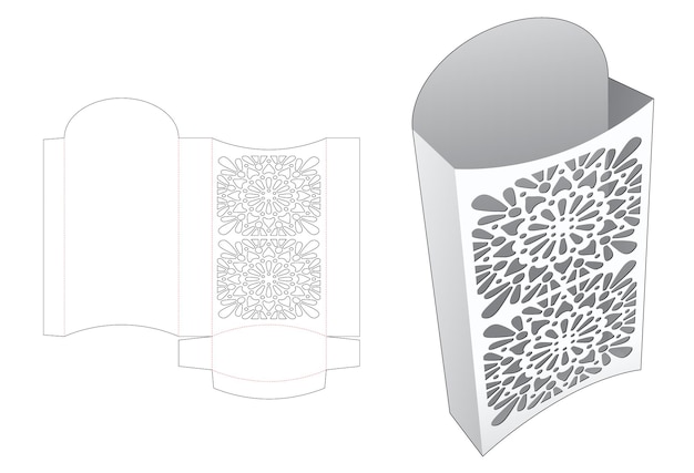 Snackcontainer met gestencilde mandala gestanste sjabloon en 3D-mockup