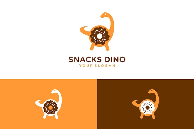 Snack logo design con dinosauro e ciambella