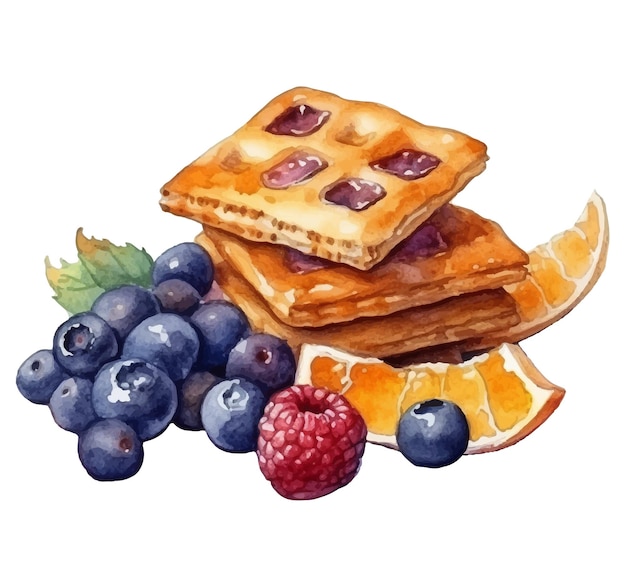 Snacks watercolor illustration