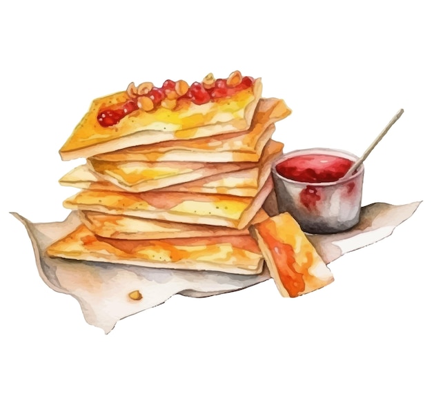 Snacks watercolor illustration