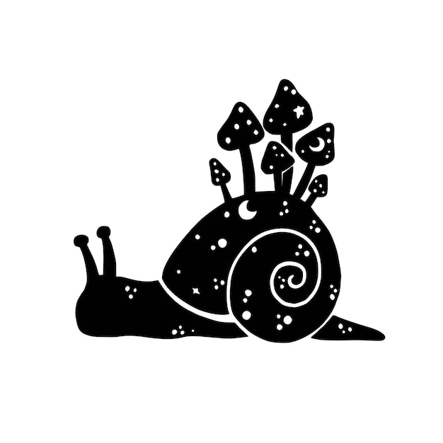 Vector snail black on a white background logo for design vector illustration celestial