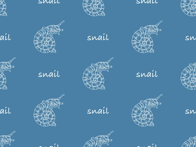 Snail cartoon character seamless pattern on blue background