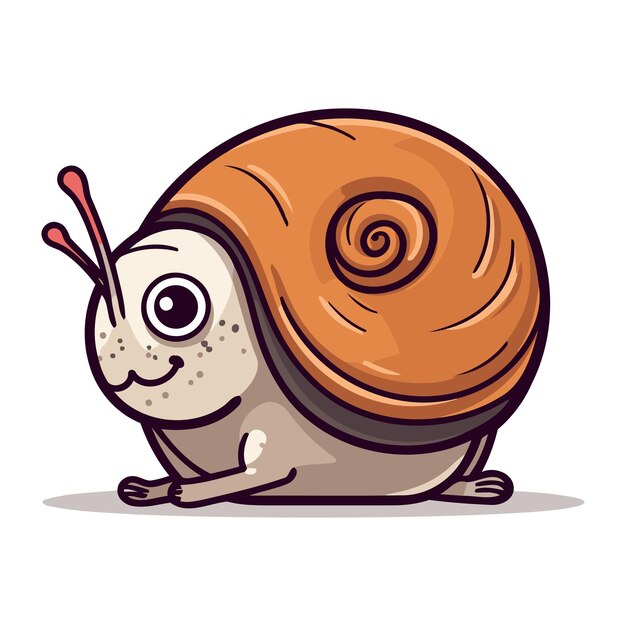 Vector snail cartoon mascot character isolated on a white background