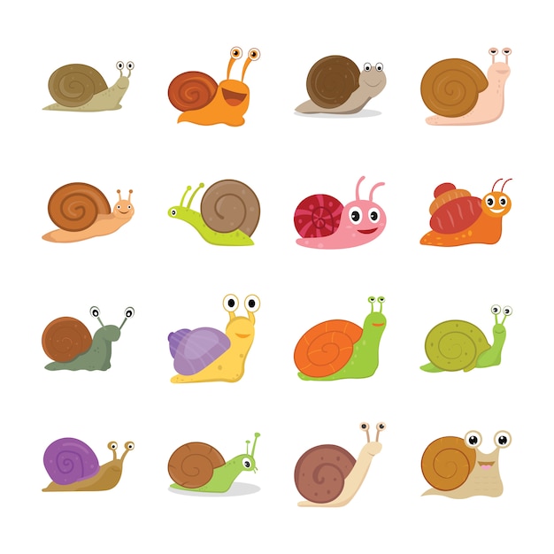 Vector snail character icons