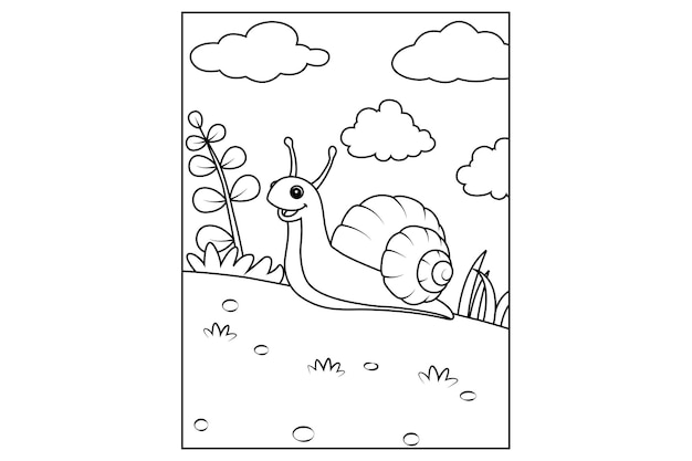 snail coloring page for kids
