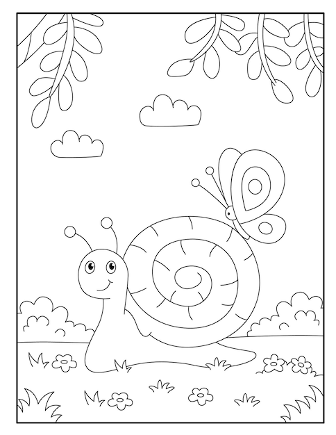 Snail coloring page for kids