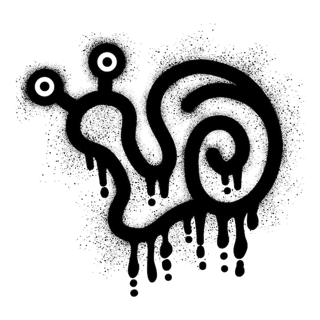 Snail graffiti with black spray paint