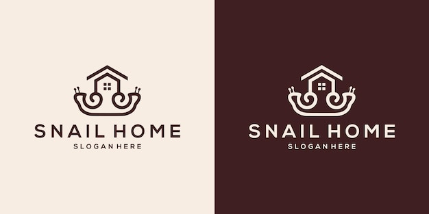 Snail and home line logo vector