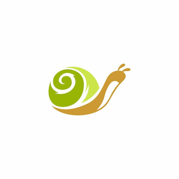 A snail logo with a green snail on it