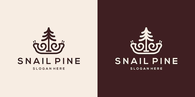 Vector snail and pine line logo vector