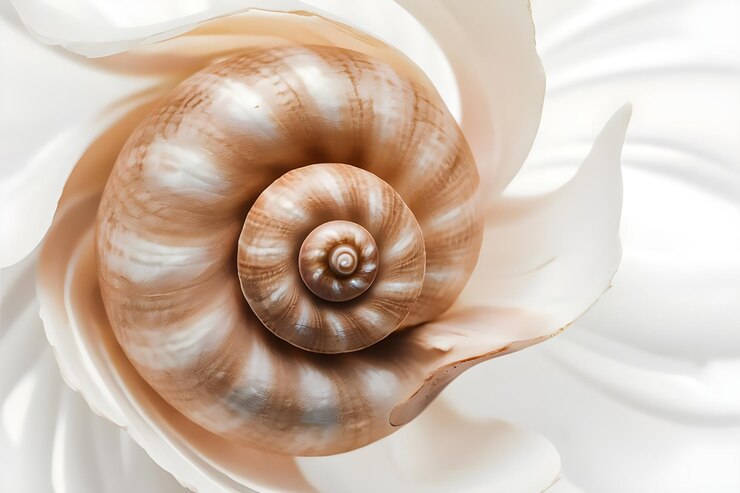 Vector snail sea shell on circle white background