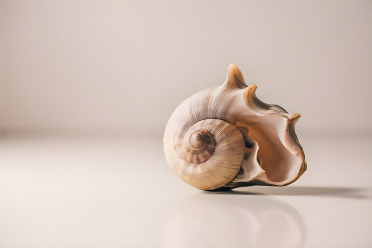 Vector snail sea shell on circle white background