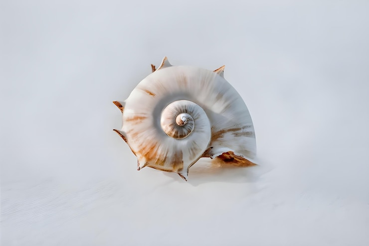 Vector snail sea shell on circle white background