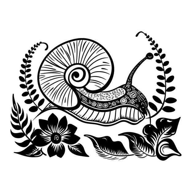 Vector snail silhouette vector illustration