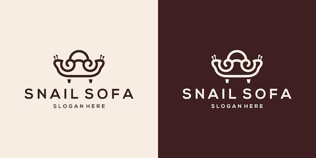 Snail and sofa line logo vector