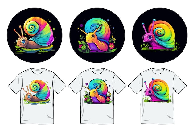 Вектор Вакторный дизайн футболки snail watercolor