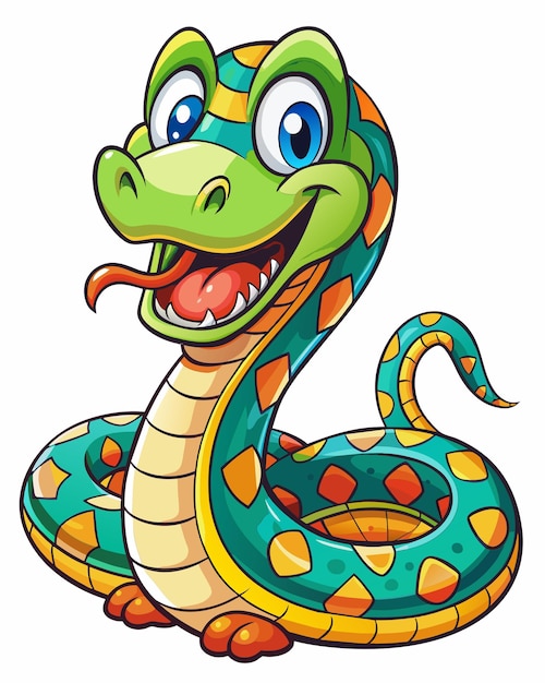 Snake 3D Cartoon Vector in White Background