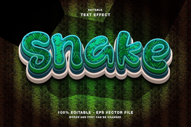 Vector snake 3d wildlife editable text effect