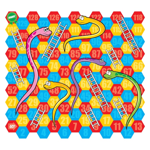 Snake and ladder board game vector set