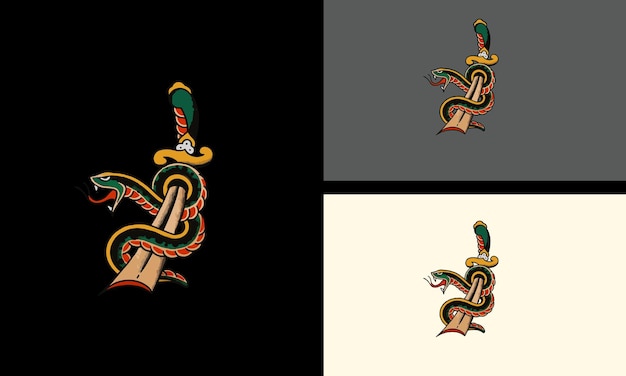Вектор Дизайн векторного талисмана змеи и меча