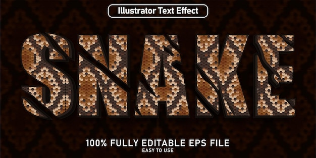 Snake animal vector editable text effect