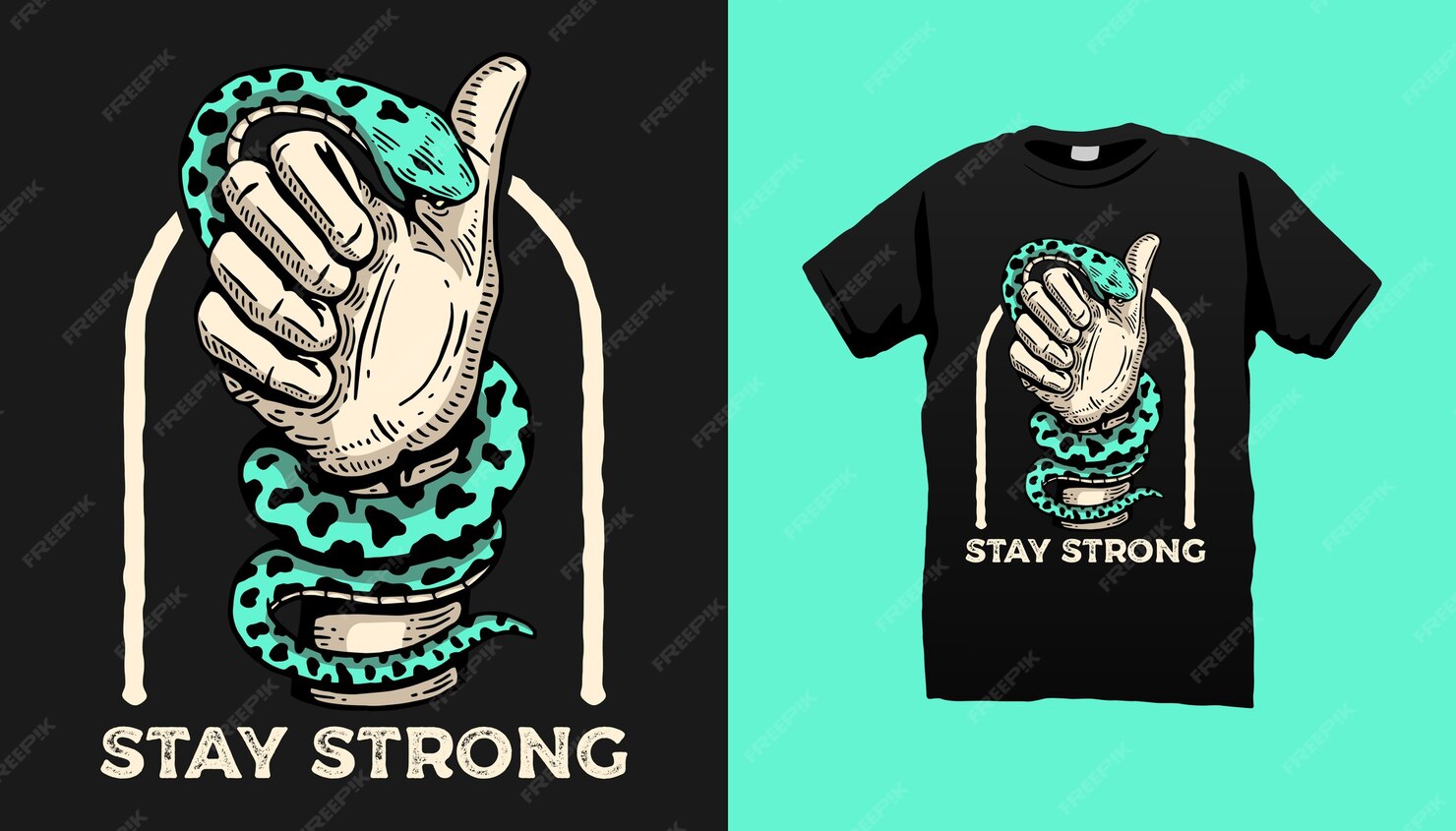 Premium Vector | Snake biting hand tshirt design