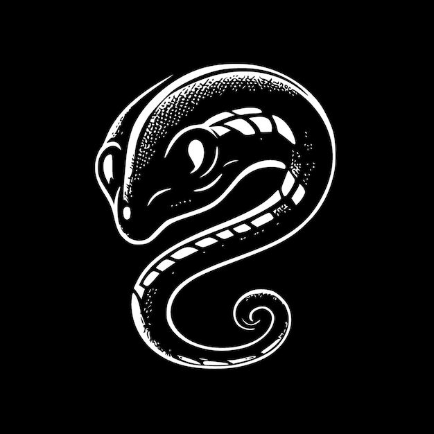 Illustrazione vettoriale dell'icona isolata in bianco e nero del serpente