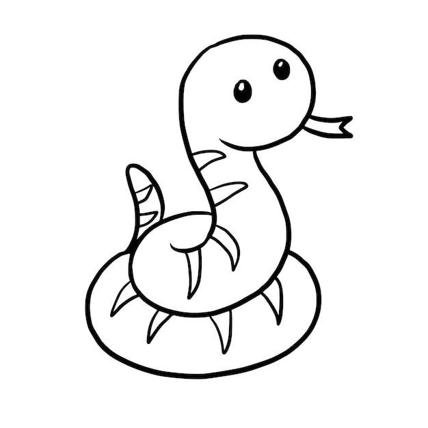 Serpente cartone animato animale carino kawaii doodle da colorare pagina disegno