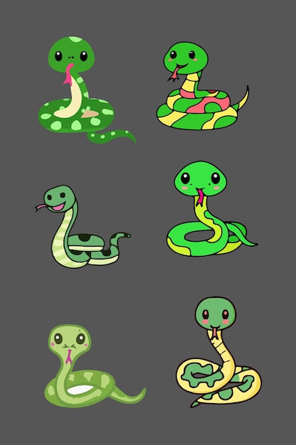 Snake cartoon art set