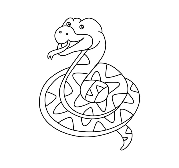 Snake Character Black and White Vector Coloring Book for Kids