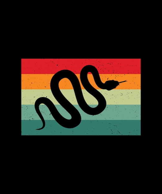 Змея Классическая ретро винтажная футболка с рисунком