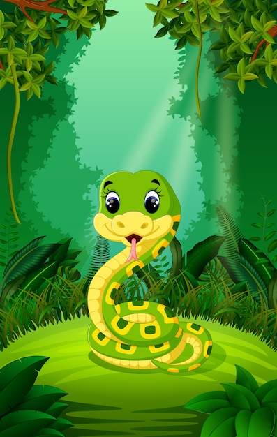 澄んだ緑色の森のヘビ
