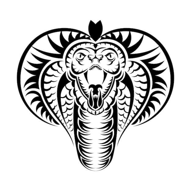 Snake cobra face icon black illustration. the emblem with king cobra for a sport team. print design for t-shirt.