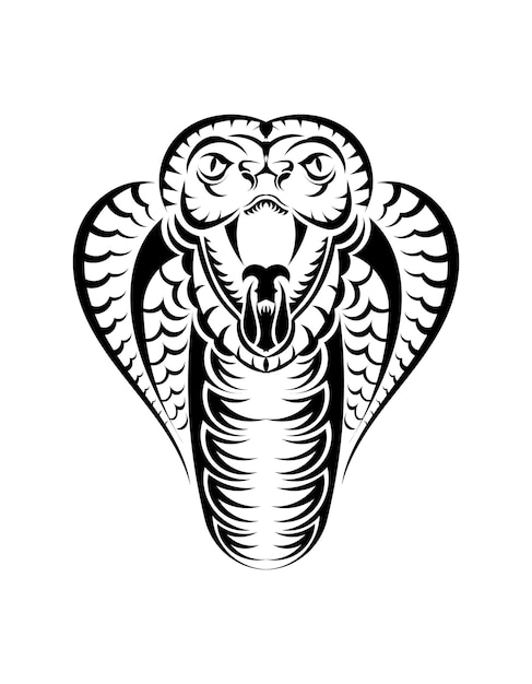 Serpente cobra faccia icona illustrazione nera. lo stemma con il cobra reale per una squadra sportiva. stampa design per t-shirt.