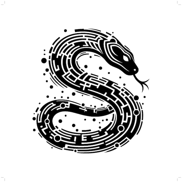 Силуэт змеи-кобры в животном киберпанке современная футуристическая иллюстрация