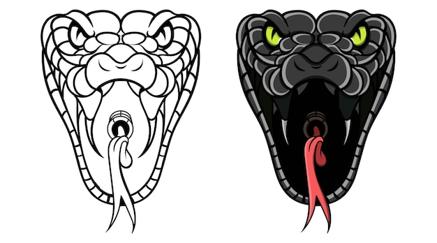 Вектор Вектор кобры змеи, иллюстрация гремучей змеи, иллюстрация головы змеи, изолированная на белом фоне