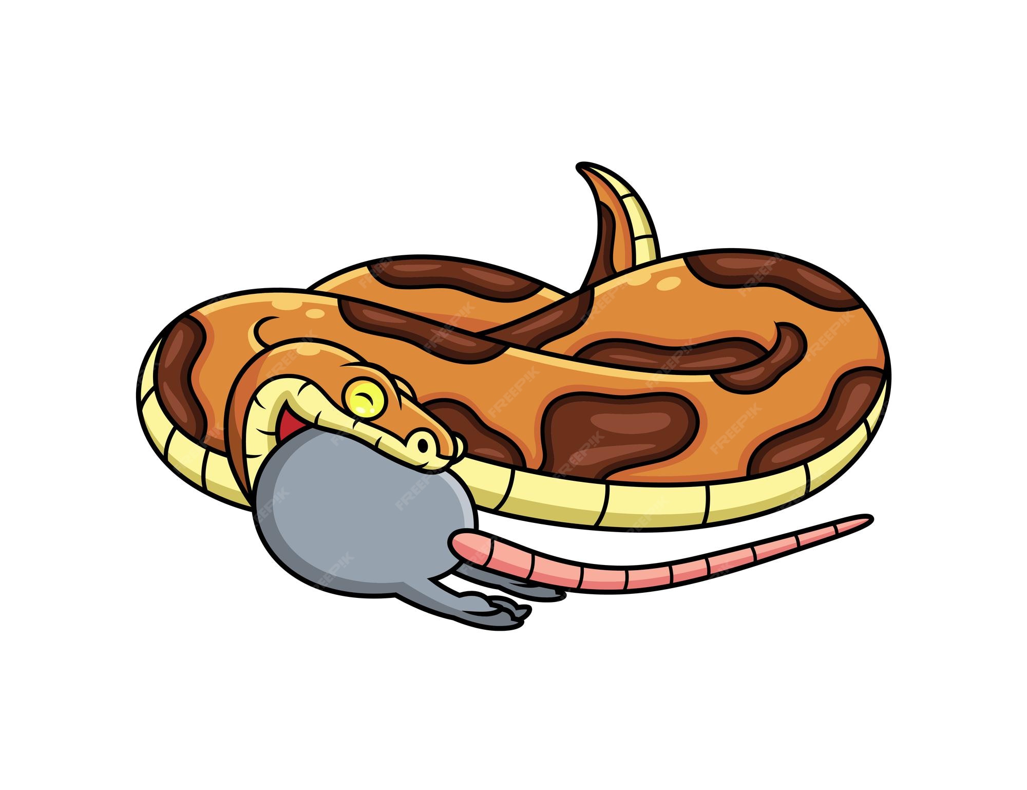 Premium Vector | Snake eat mouse cartoon