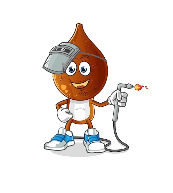 Snake fruit head cartoon welder mascot. cartoon vector