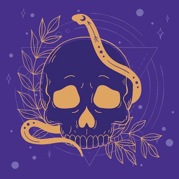 Snake on a head skull Esoterism icon Vector