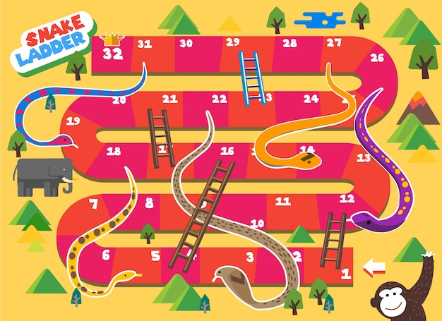 Vector snake and ladder boardgame is fun for kid