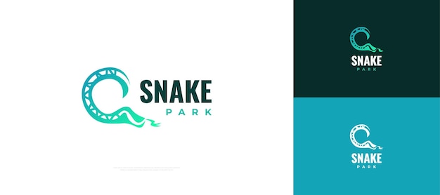 Американские горки в форме логотипа змеи Логотип Snake Park Логотип Snake Playground Logo Подходит для игровых площадок или логотип индустрии карнавалов