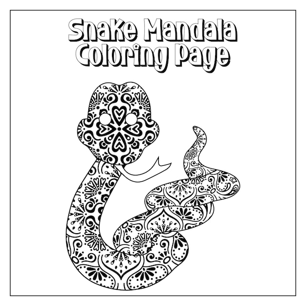 Vector snake mandala coloring page design